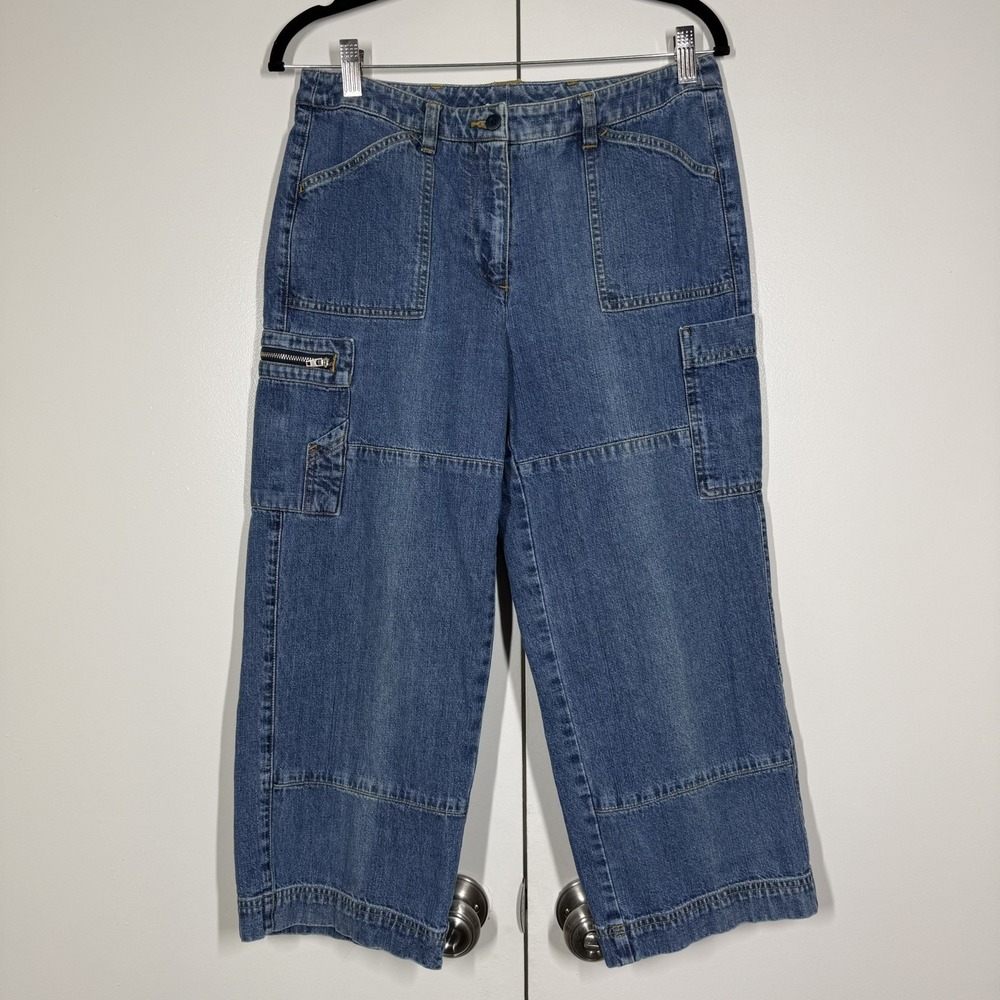 Jones New York Sport Capri Jeans sz 30 Medium Wash Stretch Wide Leg Classic EUC - Picture 3 of 14